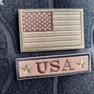 Set of 2 Embroidery Hook and Loop USA National Flag Patches Clothing Appliques